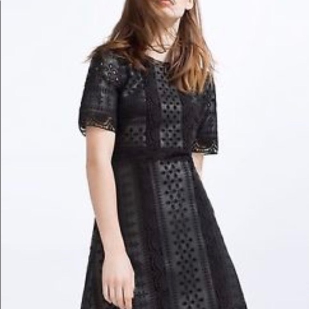 ZARA EMBROIDERED Faux Black Leather Dress